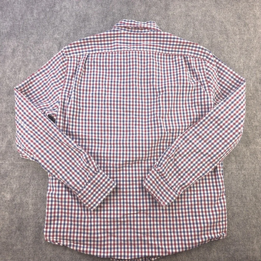 J Crew Flex Washed Shirt Large Classic Red Blue Check Long‎ Sleeve Button Down